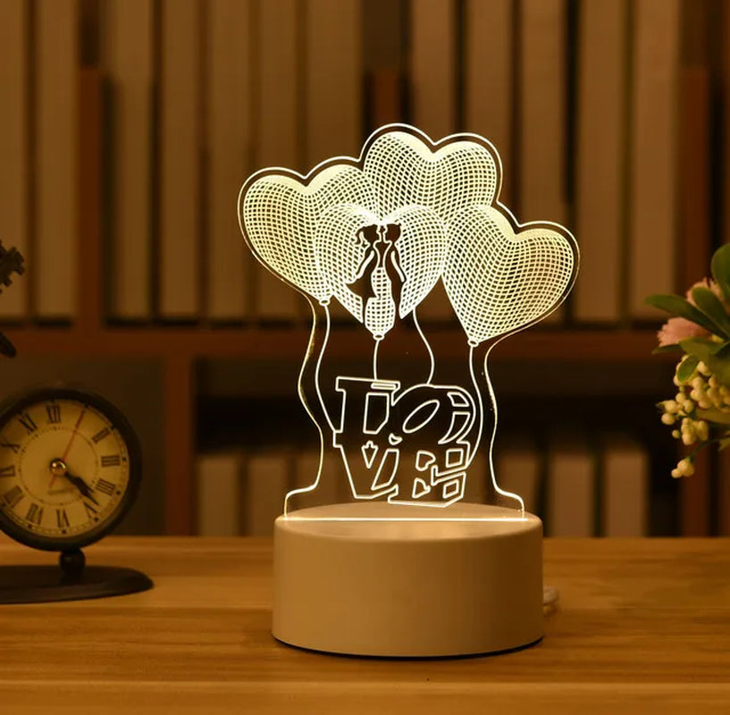 Romantic Love 3D Acrylic Led Lamp for Home Children'S Night Light Table Lamp Birthday Party Decor Valentine'S Day Bedside Lamp