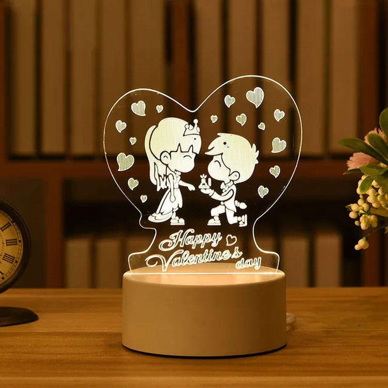 Romantic Love 3D Acrylic Led Lamp for Home Children'S Night Light Table Lamp Birthday Party Decor Valentine'S Day Bedside Lamp